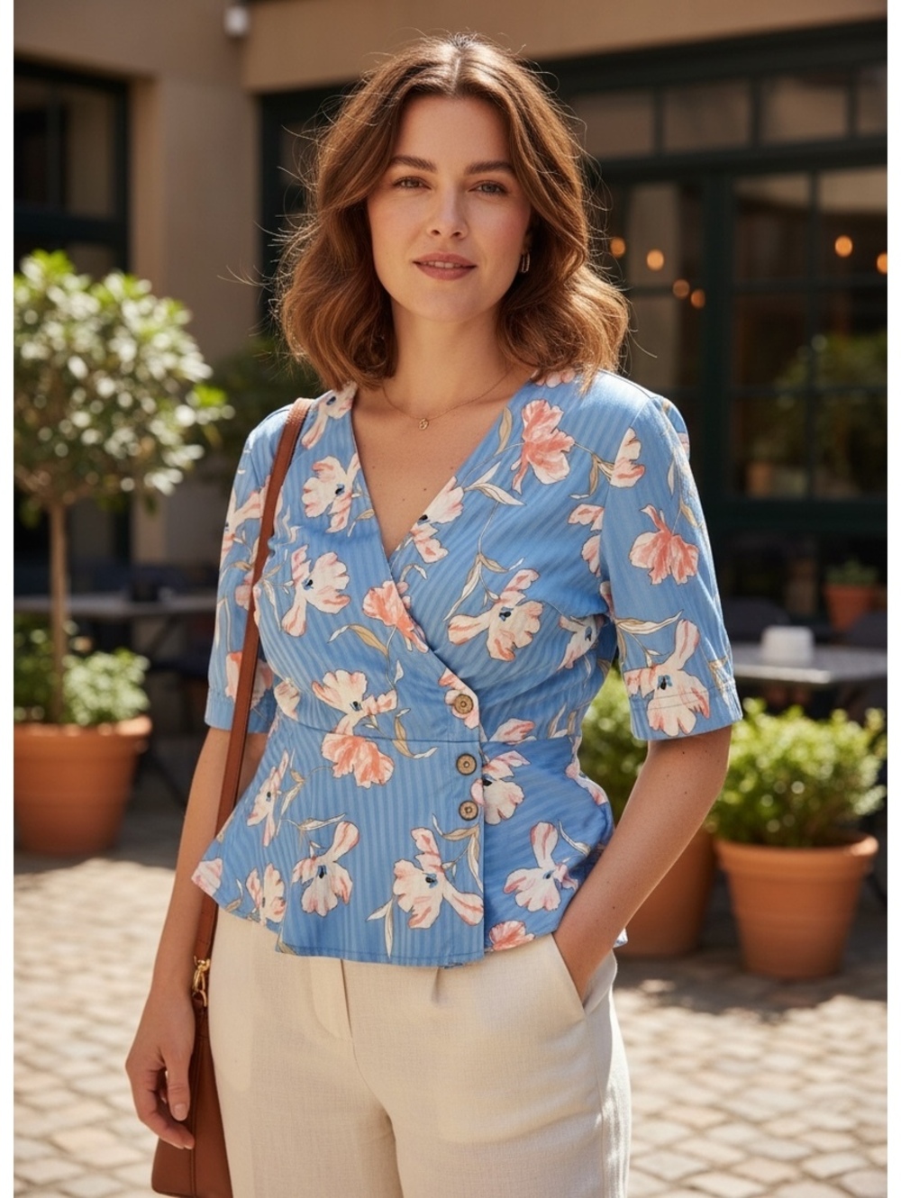 🌼 VERO MODA Floral Peplum Blouse 🌸 Like New | Size Large